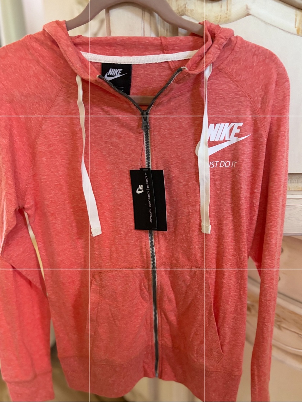 New women’s Nike Coral Zip-Up Hoodie with White Logo! Butter Soft !